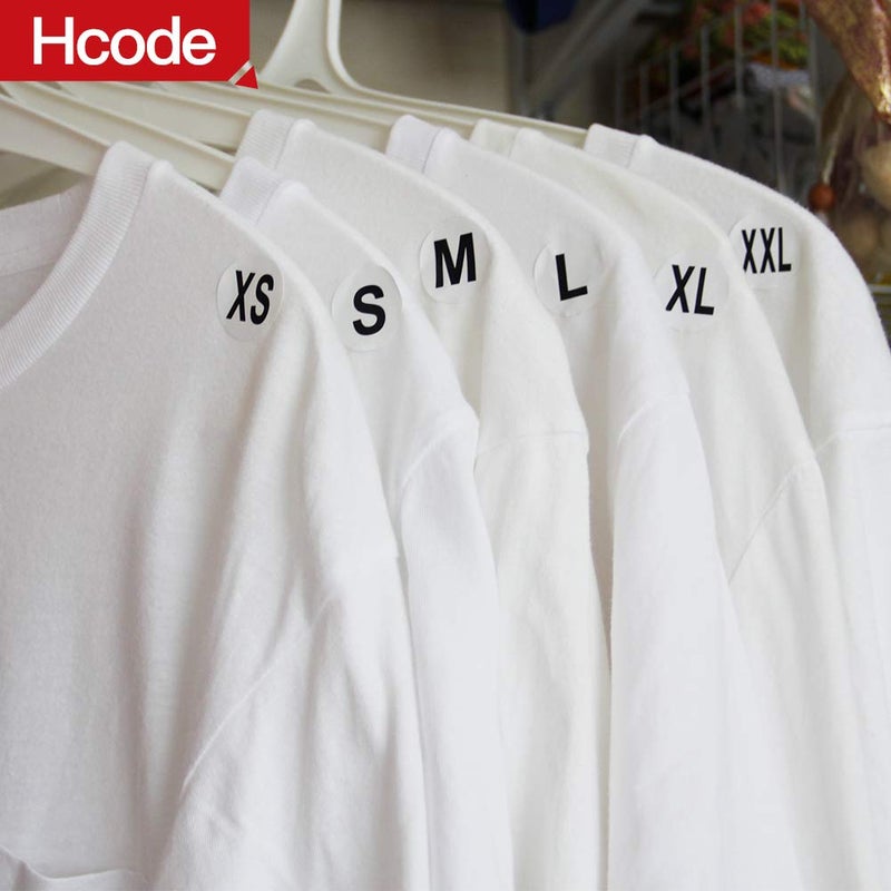 Hcode 1 Inch White Round Retail Clothing Size Label Adhesive Apparel Size Stickers A Set of 6 Rolls XS S M L XL XXL Total 3000 Pieces (3000 pcs, XS-XXL) - Image 3